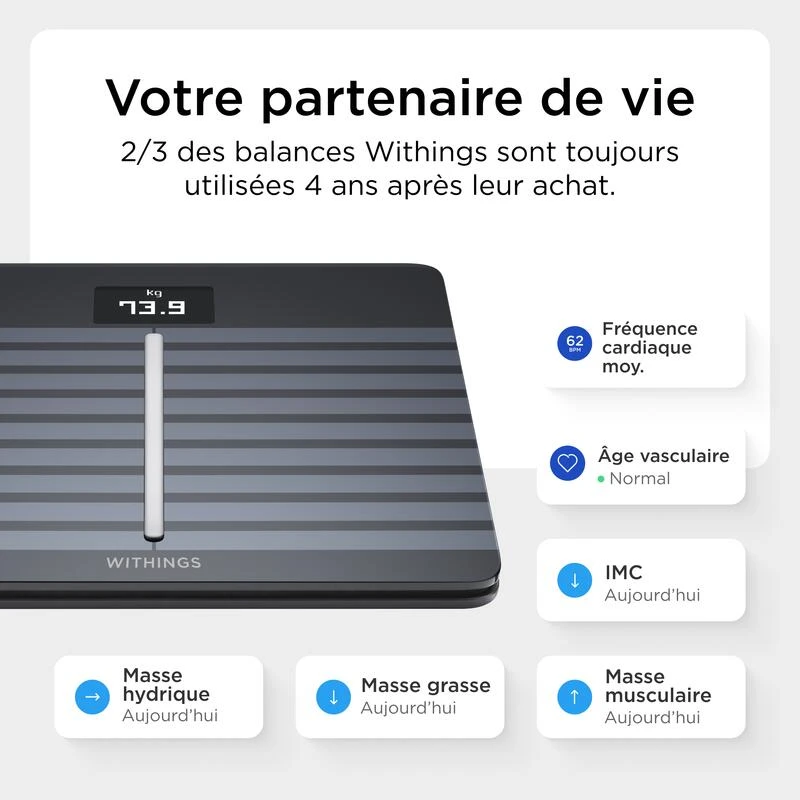 Withings Balance WIFI Avec Analyse De La Composition Corporelle Et Santé Cardiovasculaire 2 Withings Balance WIFI Avec Analyse De La Composition Corporelle Et Santé Cardiovasculaire – Image 2