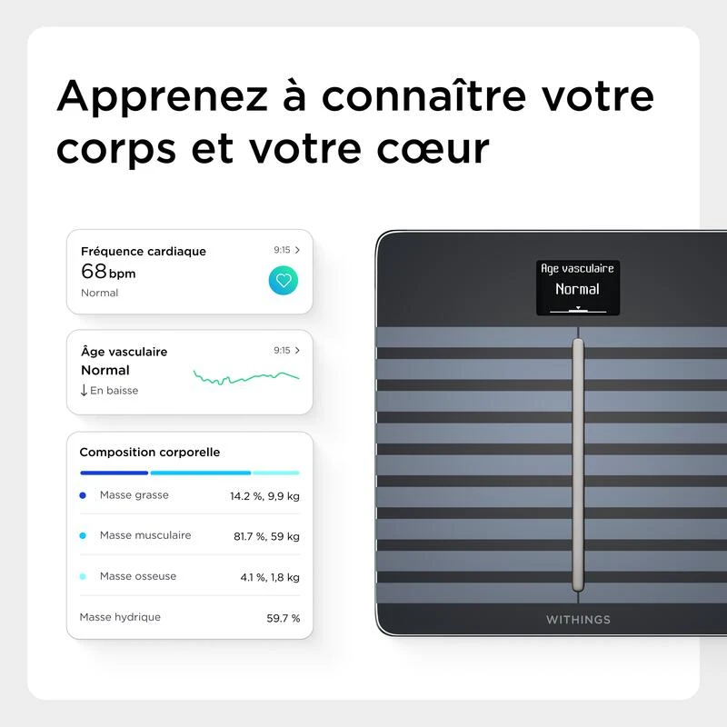 Withings Balance WIFI Avec Analyse De La Composition Corporelle Et Santé Cardiovasculaire 5 Withings Balance WIFI Avec Analyse De La Composition Corporelle Et Santé Cardiovasculaire – Image 5