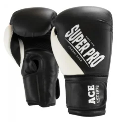 Gants De Boxe Super Pro Combat Gear ACE - Noir/Blanc