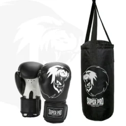 Super Pro Set De Boxe Combat Gear Nylon/canevas Noir 2-pièces